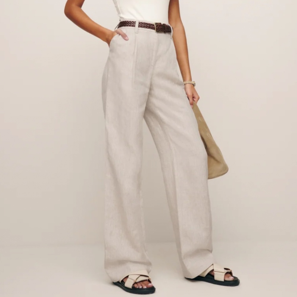 Reformation Alex Linen Pant - Oatmeal